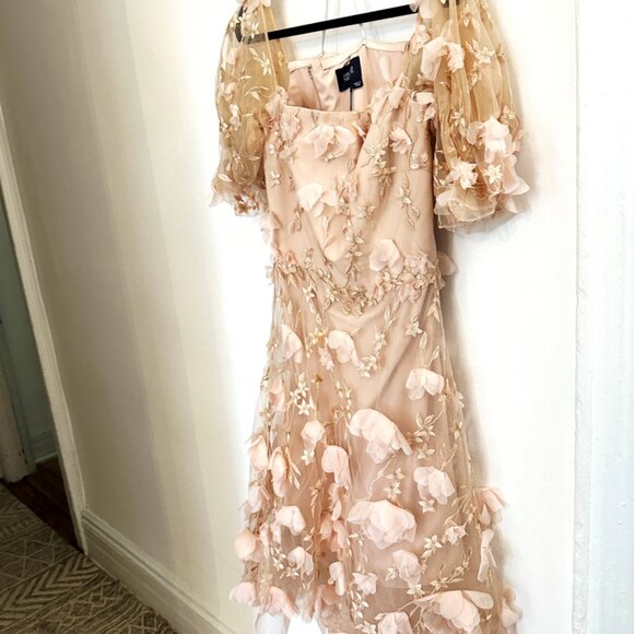 Marchesa Notte 3D Appliqué Embroidered Flower Dress - Picture 5 of 10